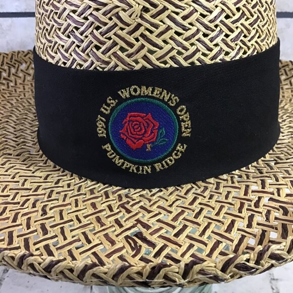 1997 US Womens Open Pumpkin Ridge Straw Hat Wide Brim Bowed Golf Sun Derby - Picture 2 of 7